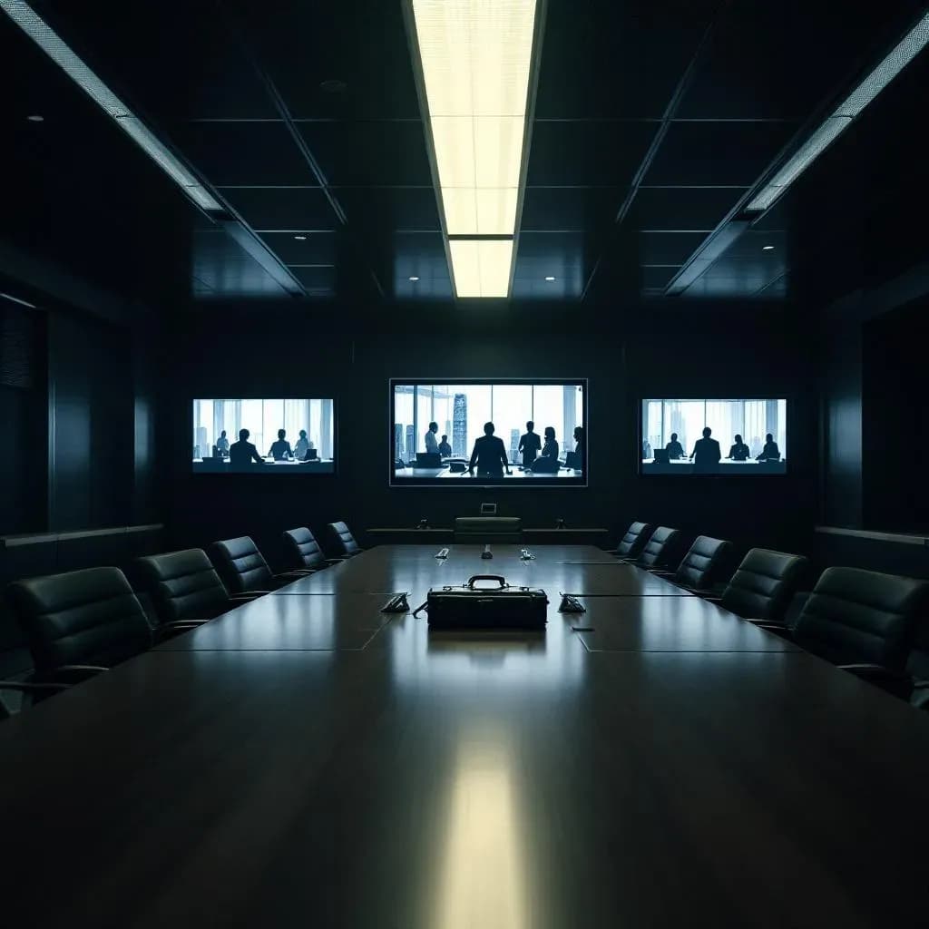 Boardroom used in deepfake video conference scam, Hong Kong 2024