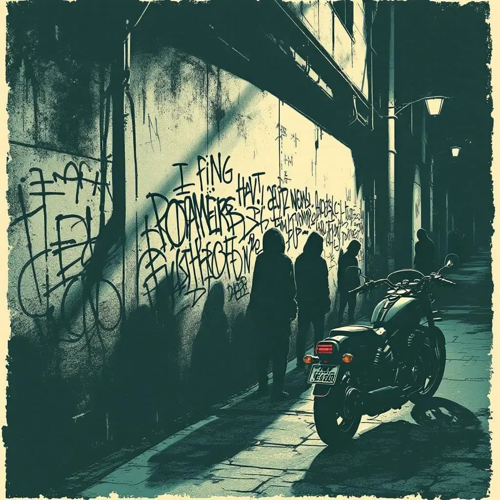 Bandekriminalitet — linocut illustration