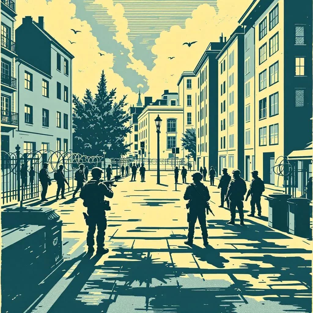 Terrorisme — linocut illustration