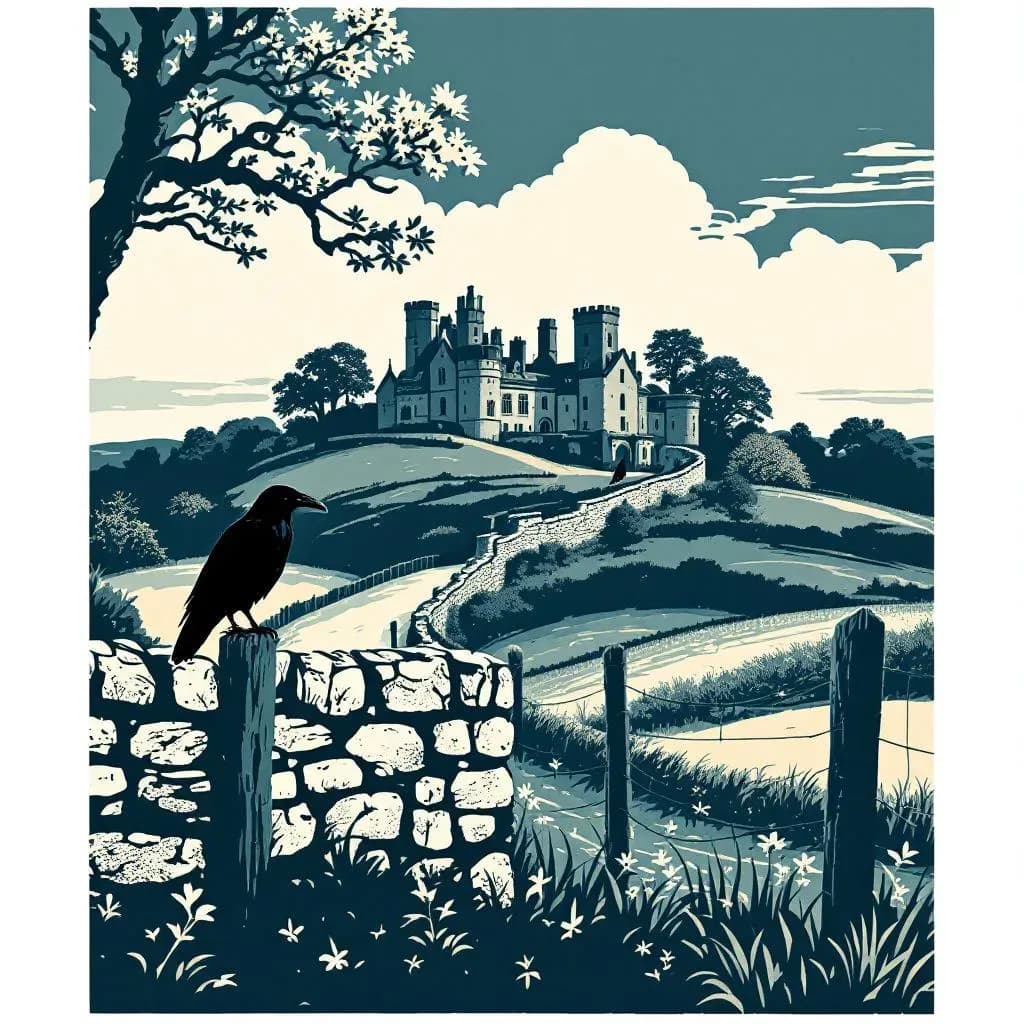 England — linocut illustration