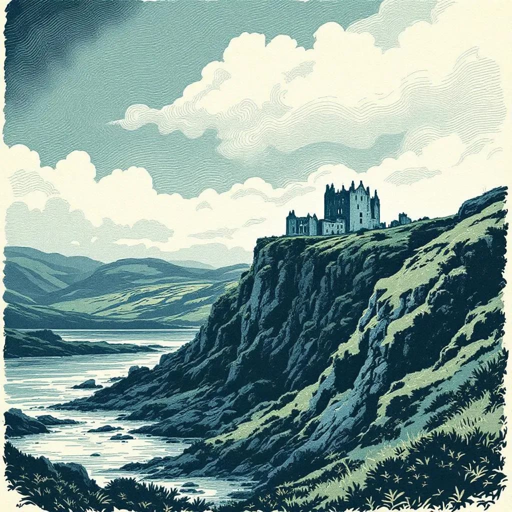 Skotland — linocut illustration